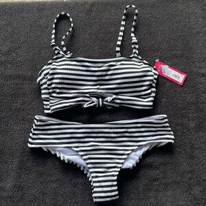 Brand new with tags white and black stripe bikini size medium